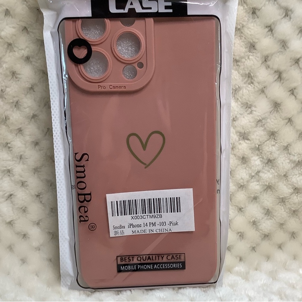 Pink Phone Case with Heart for iPhone 14 Pro
